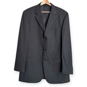 Oscar De La Renta 100% Wool Gray Pinstripe Three Button BlazerMen's Size 44L